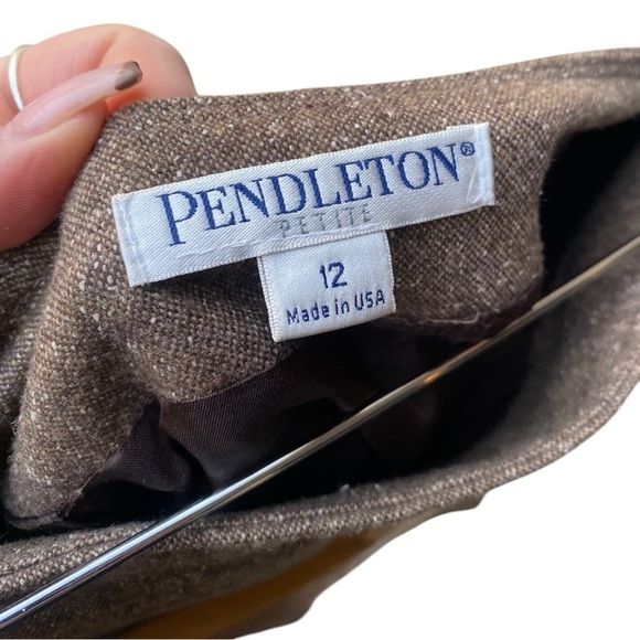 Pendleton Petite Virgin Wool / Silk Brown Lined Skirt I Size: 12 - Picture 10 of 13